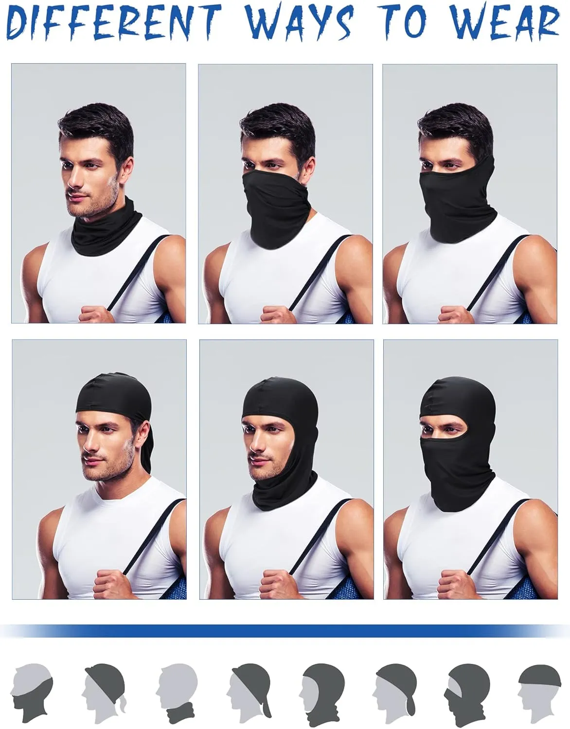 9 Pieces Ski Mask for Men Balaclava Face Mask Summer Face Mask Balaclava Full Face Mask Breathable Hood for Outdoor Use