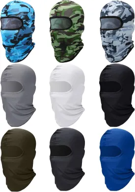 9 Pieces Ski Mask for Men Balaclava Face Mask Summer Face Mask Balaclava Full Face Mask Breathable Hood for Outdoor Use