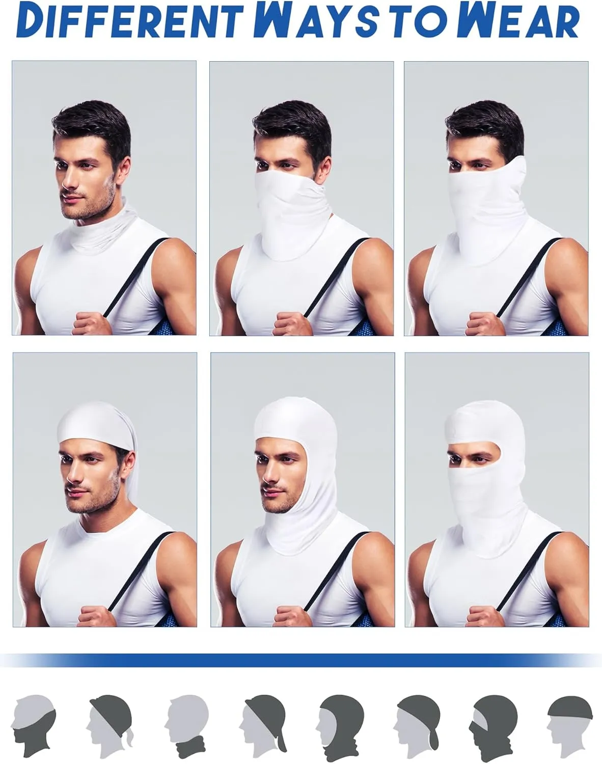 9 Pieces Ski Mask for Men Balaclava Face Mask Summer Face Mask Balaclava Full Face Mask Breathable Hood for Outdoor Use