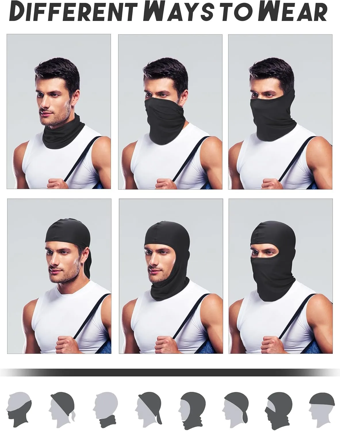 9 Pieces Ski Mask for Men Balaclava Face Mask Summer Face Mask Balaclava Full Face Mask Breathable Hood for Outdoor Use