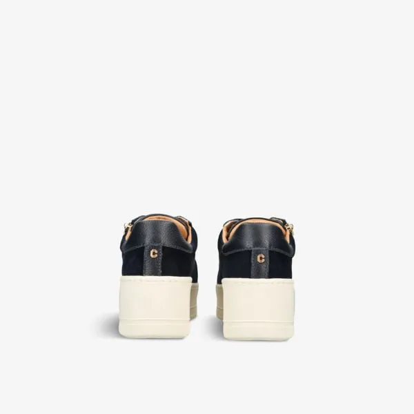 Connected Zip Carvela Leather Low Top Sneakers, Navy
