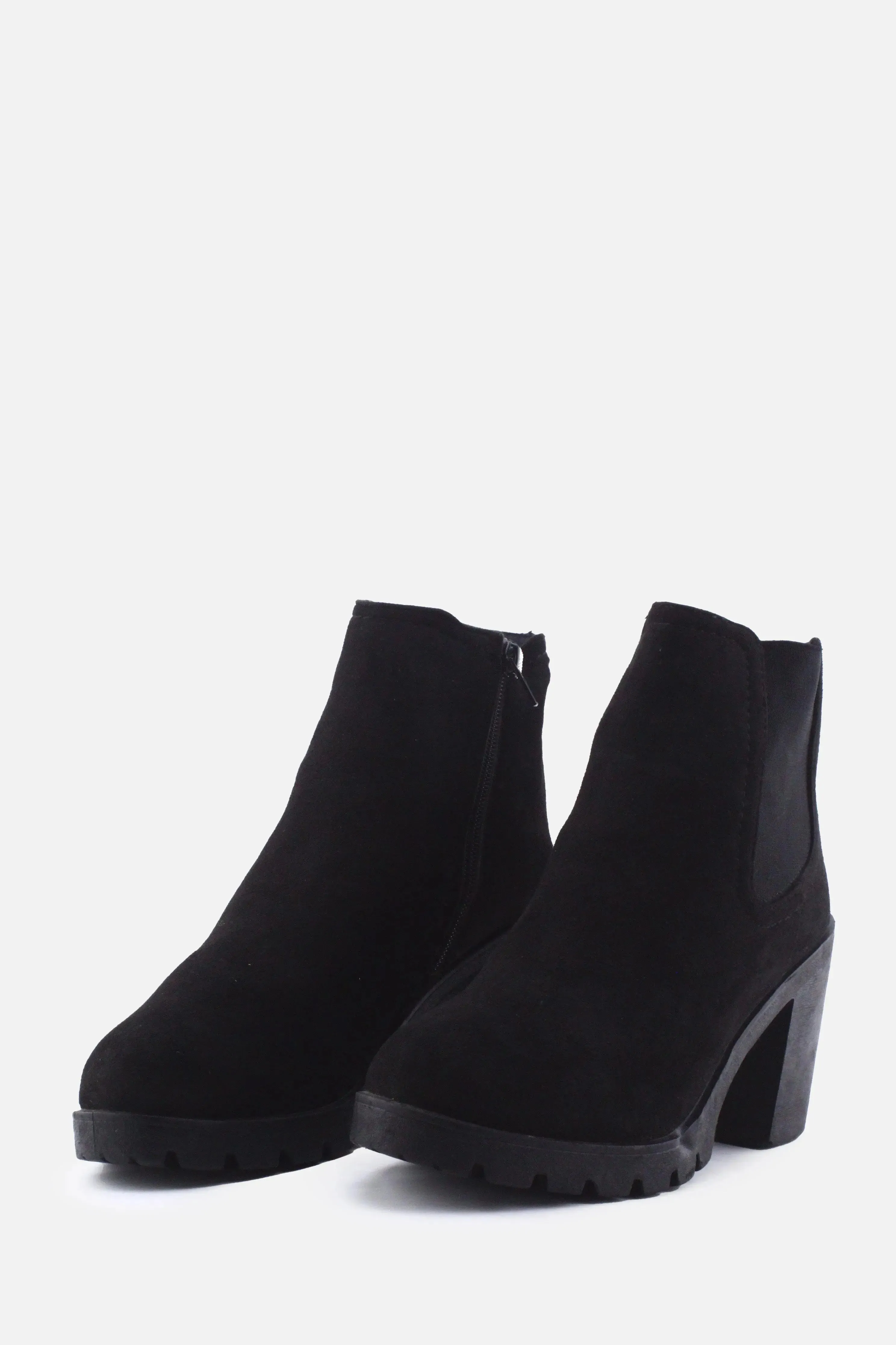 European Brand Stretchable Zipper Platform Boots | Suede