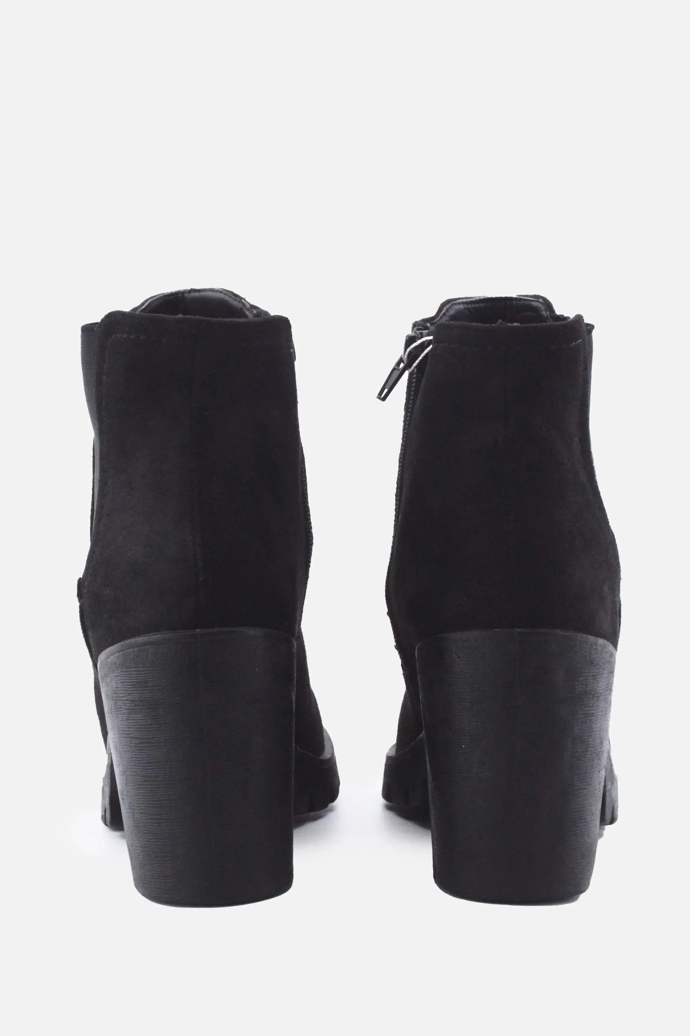 European Brand Stretchable Zipper Platform Boots | Suede