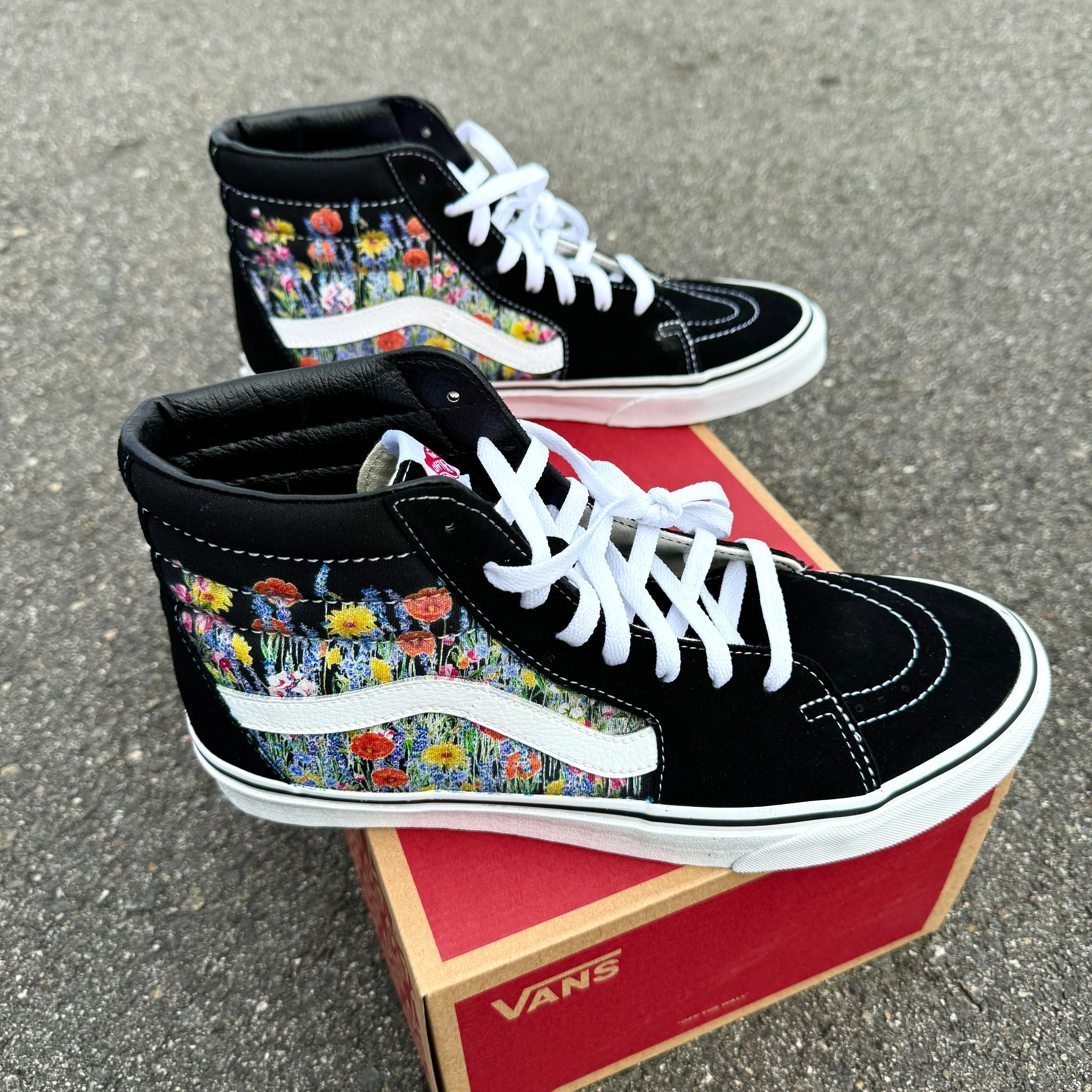 Flower Field Vans SK8-Hi Shoes for Women and Men