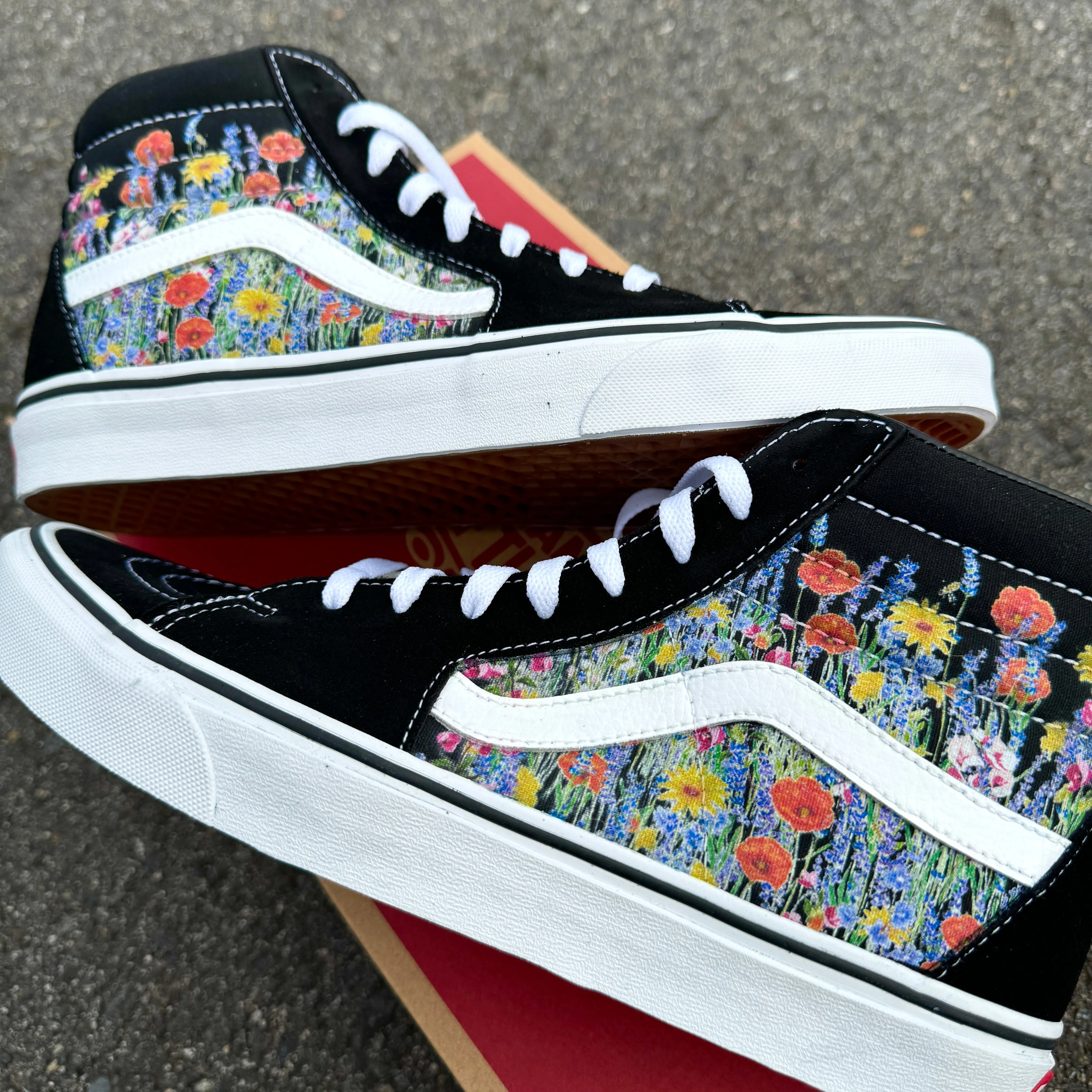 Flower Field Vans SK8-Hi Shoes for Women and Men