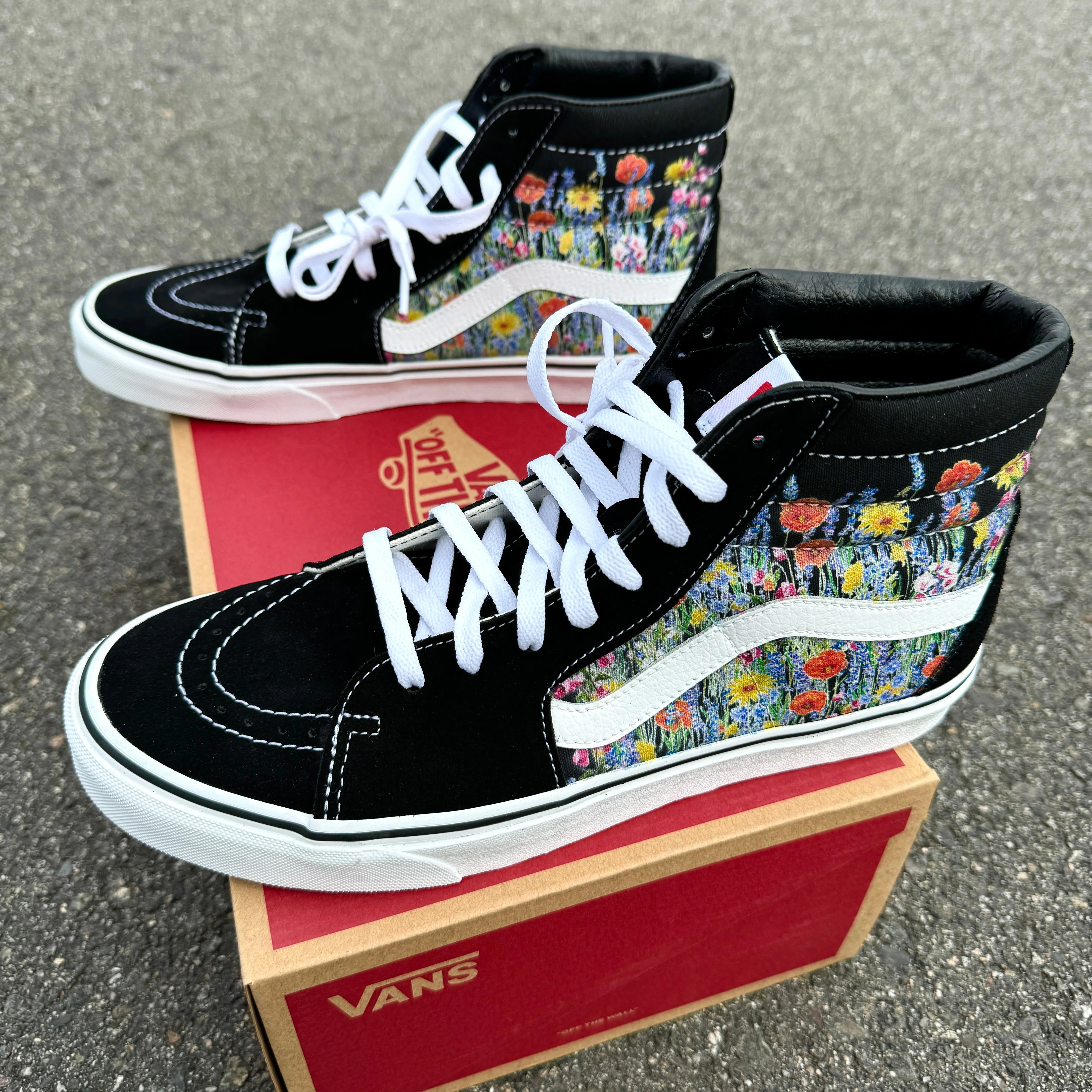 Flower Field Vans SK8-Hi Shoes for Women and Men