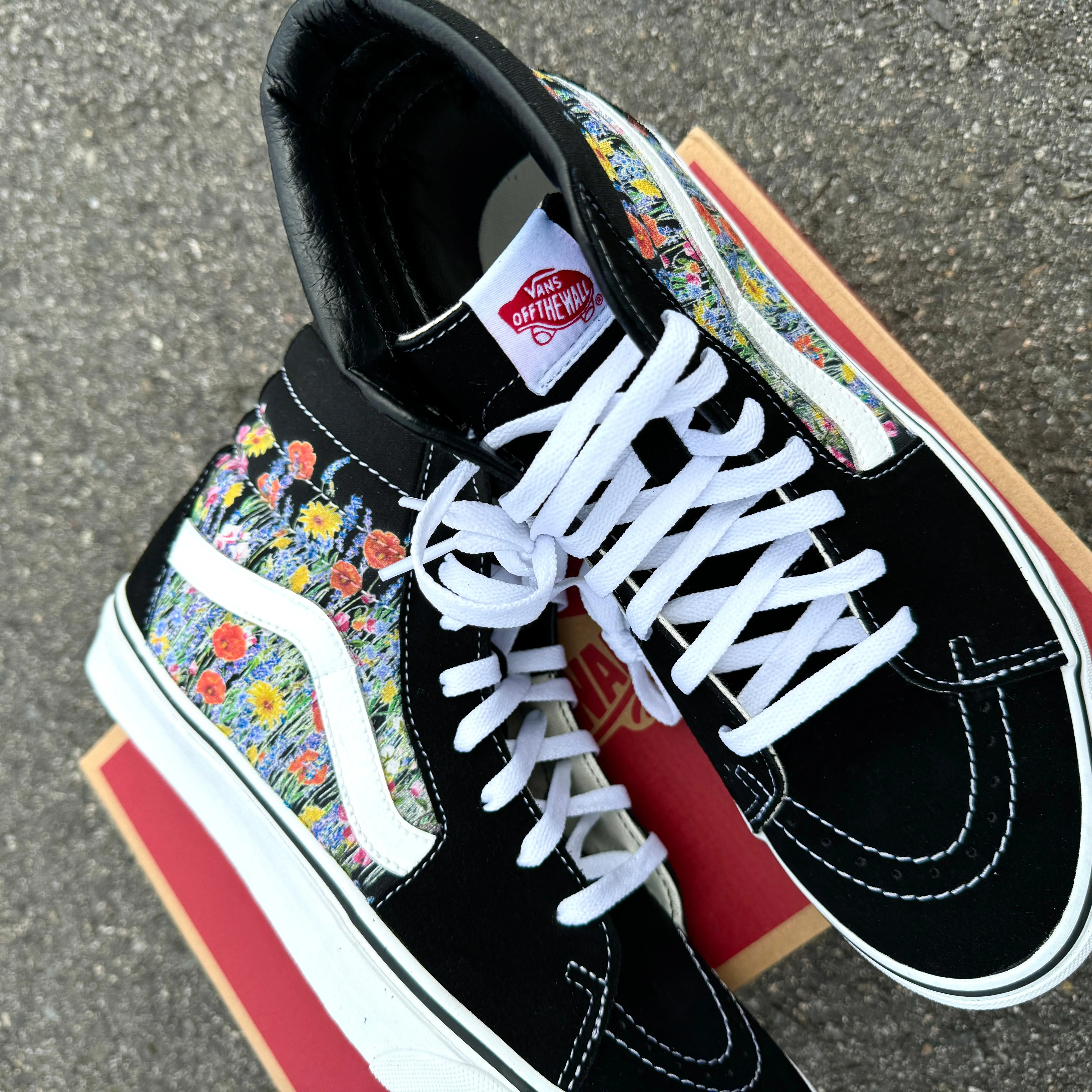 Flower Field Vans SK8-Hi Shoes for Women and Men