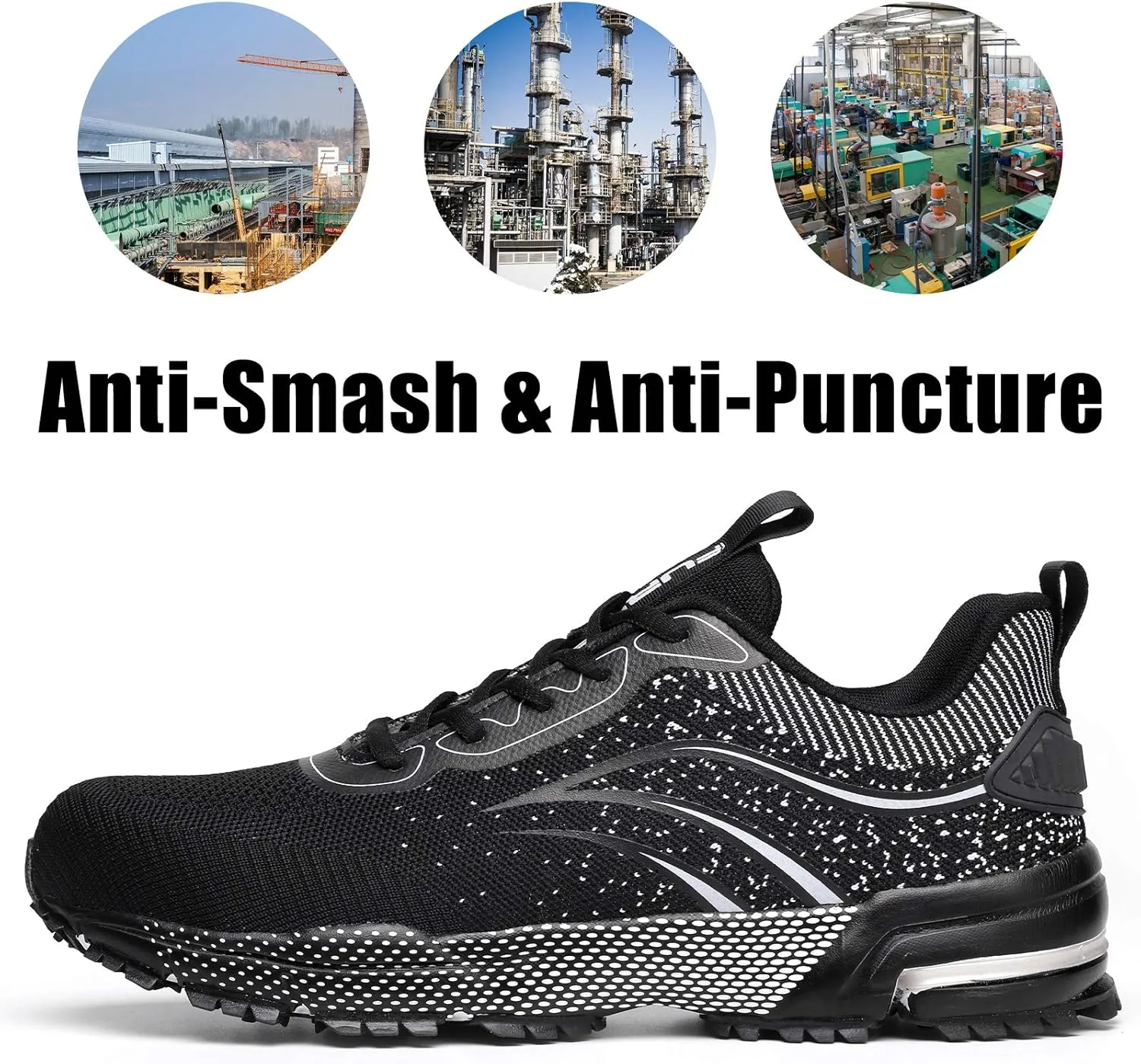 Furuian Steel Toe Shoes for Men & Women Lightweight Safety Work Shoes Comfortable Steel Toe Sneakers Warehouse Industry Work Sneakers