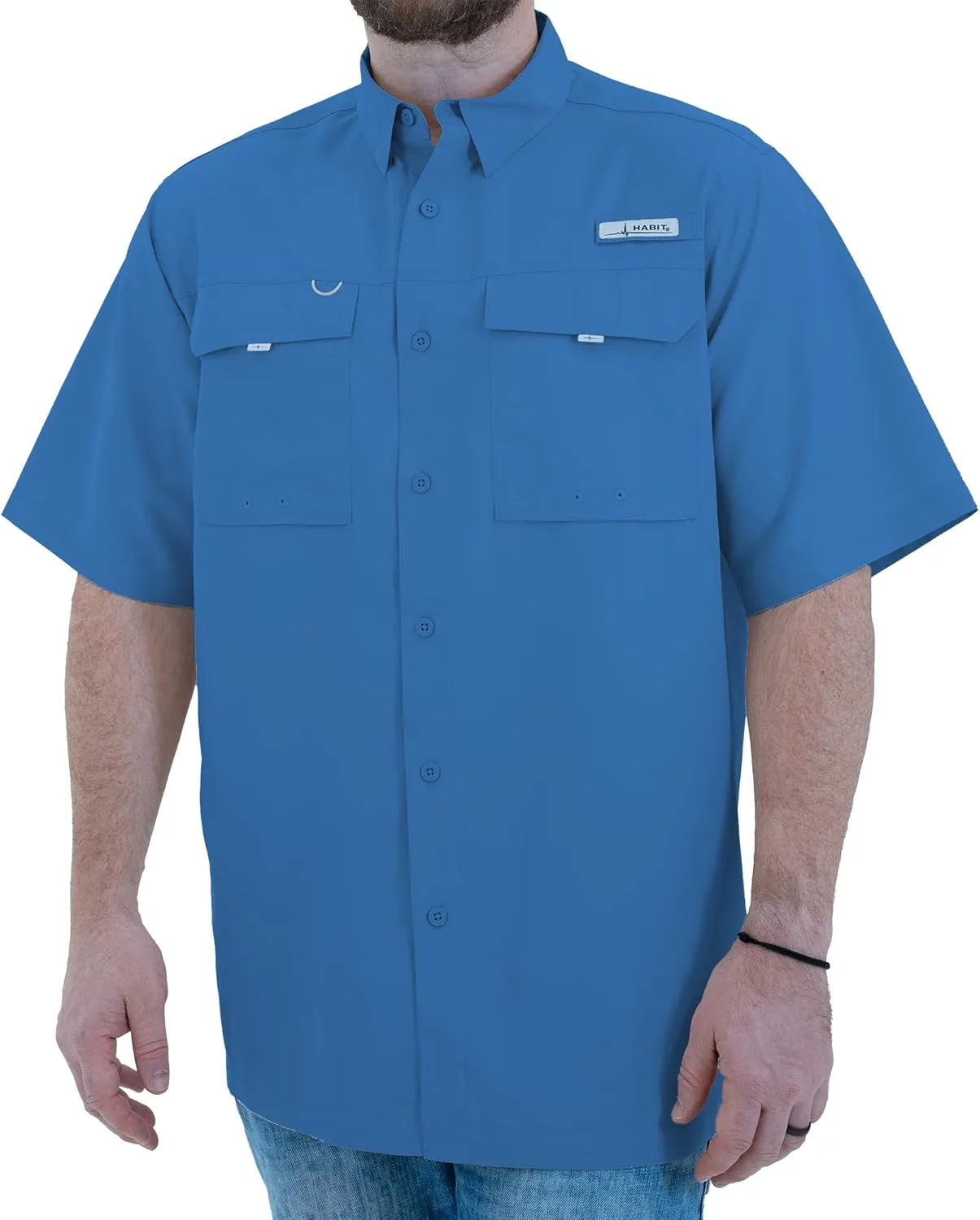 HABIT Men??s Fourche Mountain Short Sleeve River Guide Fishing Shirt - UPF 40  UV Protection