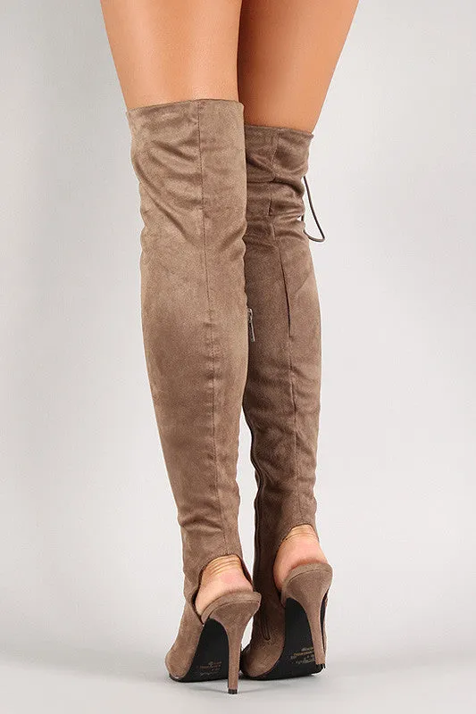 Jewel - Lace Up Back Cut Out Over The Knee Boot