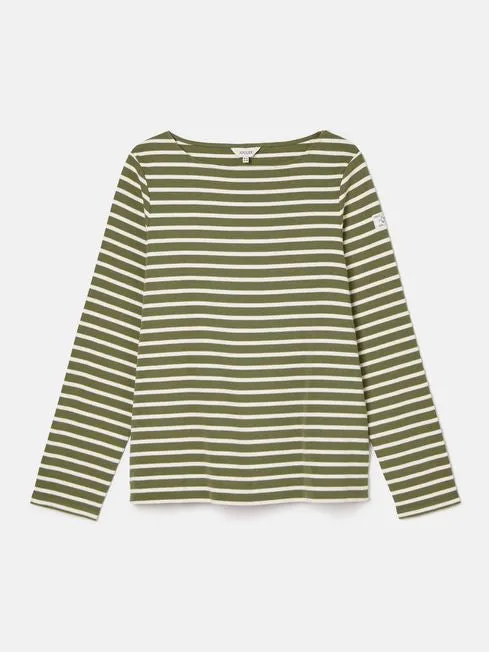 Joules New Harbour Striped Boat Neck Breton Top - Green Stripe