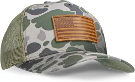 Leather Patch Hat for Men - Richardson 112 Trucker Hat w/Full-Grain Leather Patch, Laser-Engraved, Machine-Stitched