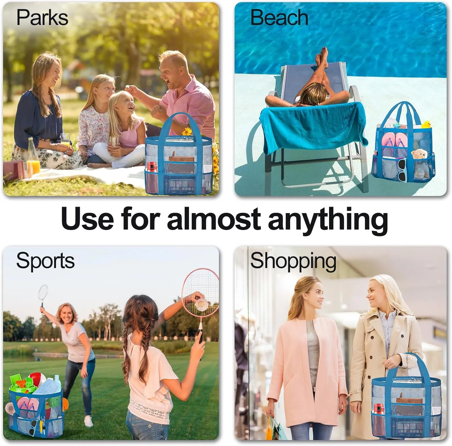 Mesh Beach Bags for Women - Plus Waterproof Sandproof Tote Bag