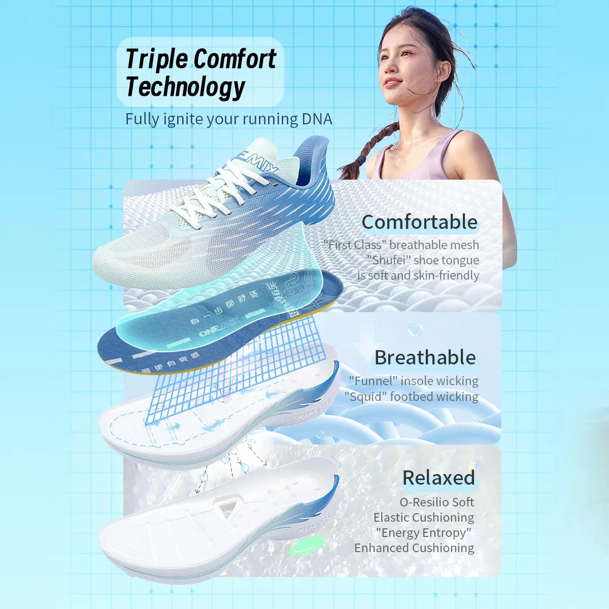 ONEMIX 2024 Air cushion Running Shoes  Breathable Outdoor