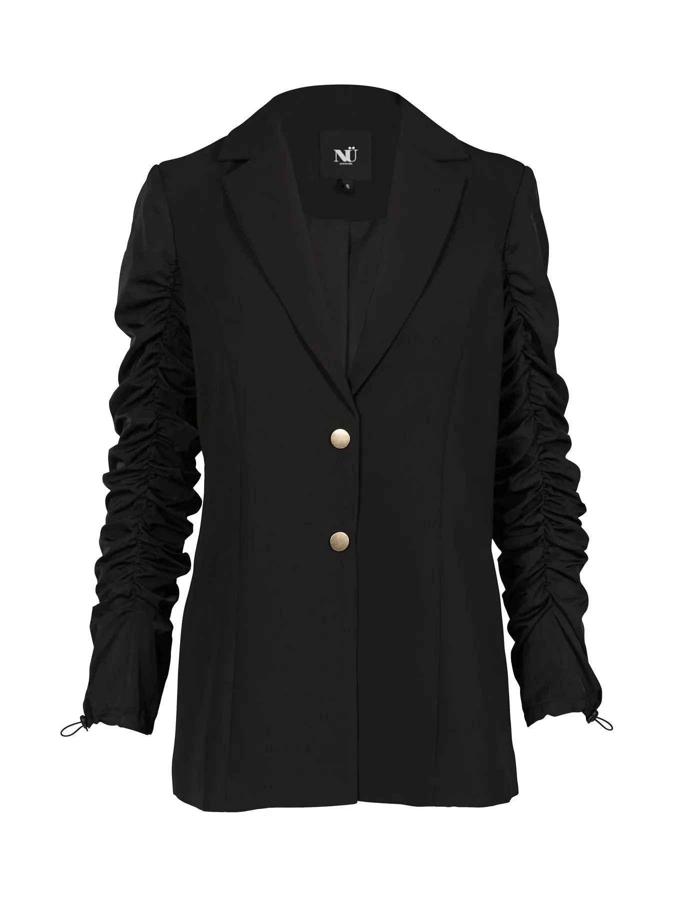 Vian Ruched Sleeve Blazer - Black