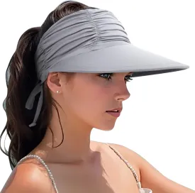 Women Visor Sun Hat Adjustable Foldable Wide Brim Sun Hats Summer UPF 50  UV Protection Visor Cap for Outdoor Beach